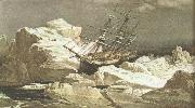 william r clark robert mcclures skepp invepp i nvestigator sitter fast i isen norr om bankon 1850-52 oil painting on canvas